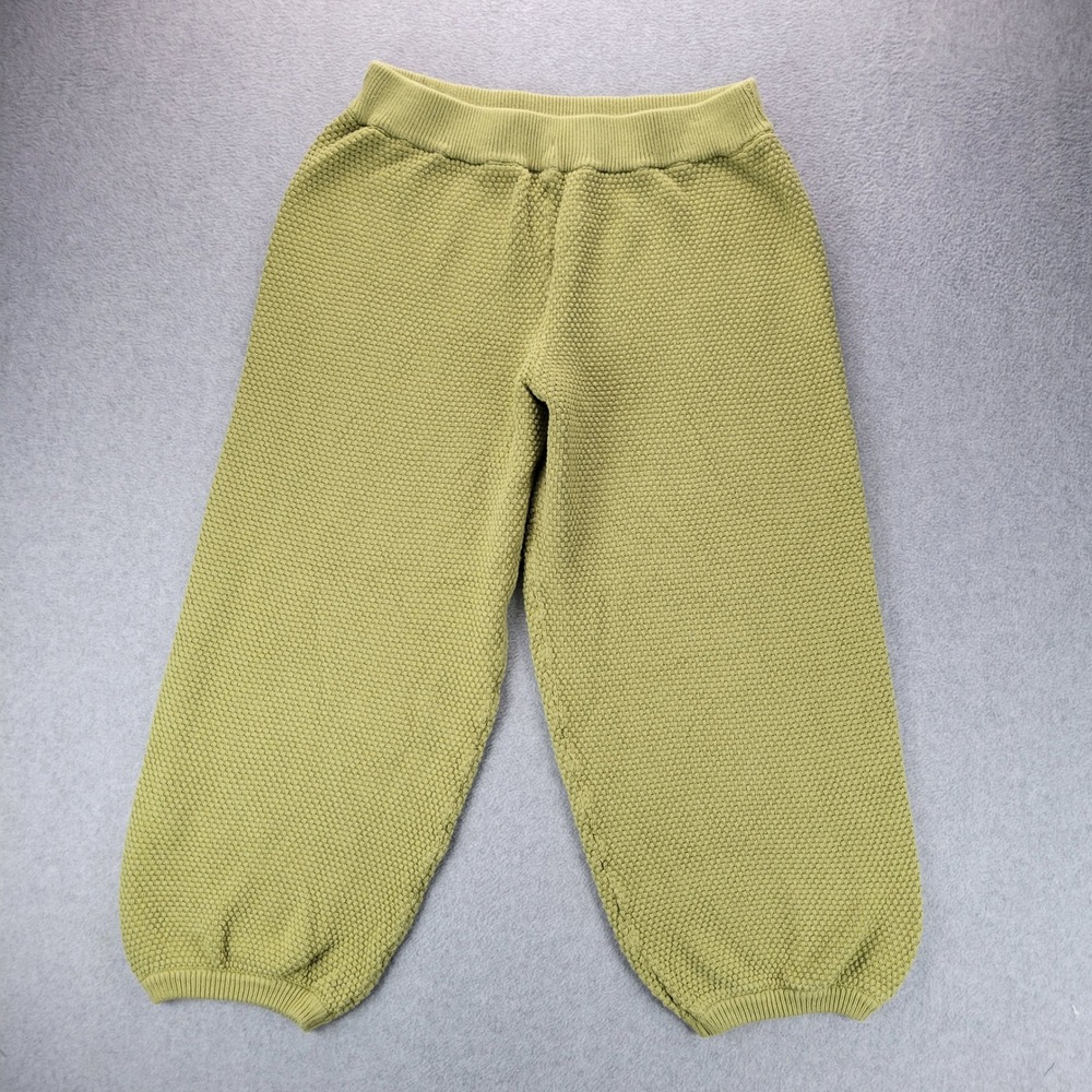 Free People FP Beach Green Popcorn Knit‎ Wide Leg Crop Pants OB1818301 Womens M